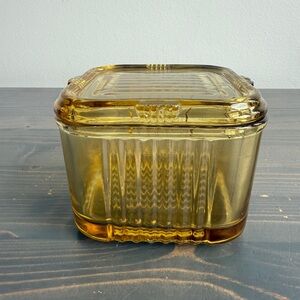 Vintage amber depression glass refrigerator dish